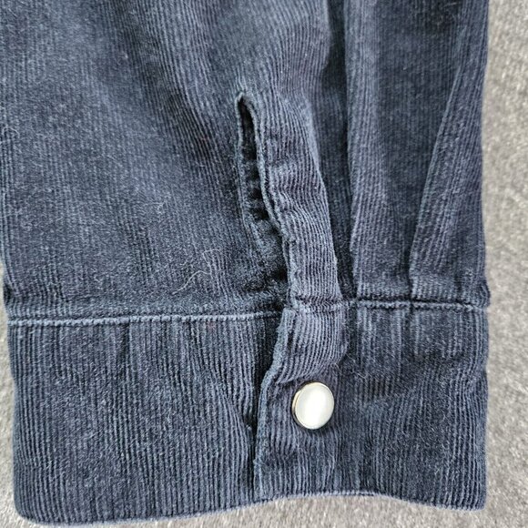 Ralph Lauren Shirt Youth Women L Navy LS Pearl Snap Button Corduroy Boho Western - Picture 13 of 14